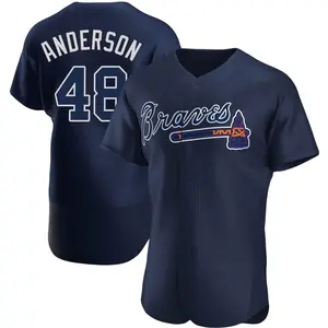 Ian Anderson Atlanta Braves Authentic Alternate Team Name Jersey - Navy