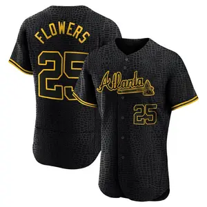 Tyler Flowers Atlanta Braves Authentic Snake Skin City Jersey - Black